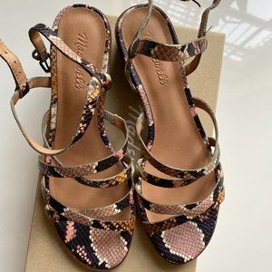 New In Box Madewell Snake Skin Low Heel Strappy Sandals